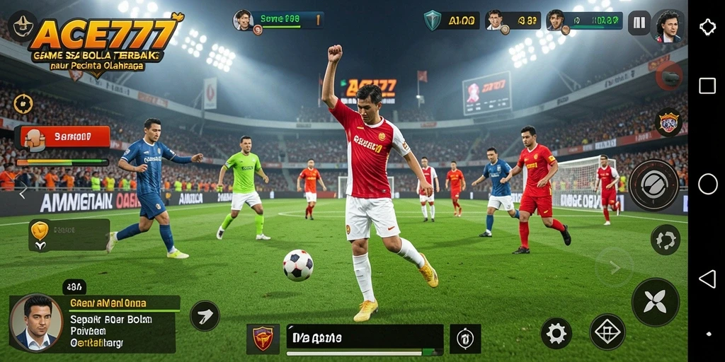 Tampilan gameplay seru dalam ACE777 yang penuh aksi sepak bola.
