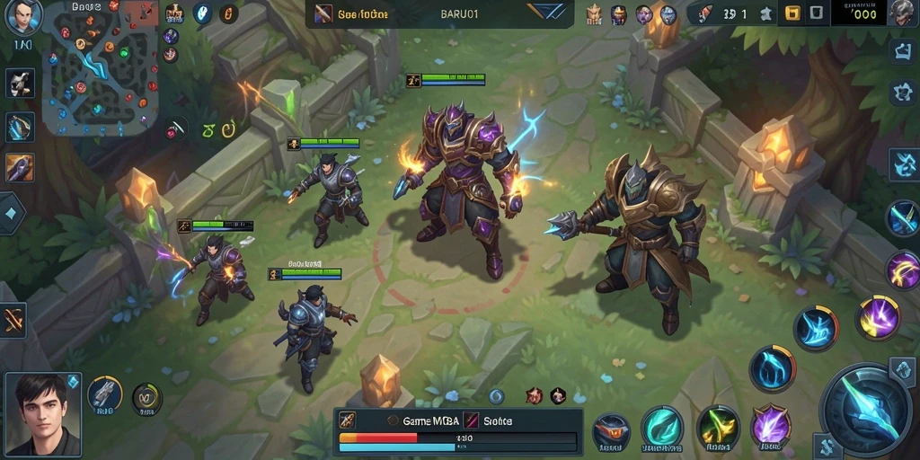 Gameplay intens dengan pertempuran MOBA yang menegangkan.
