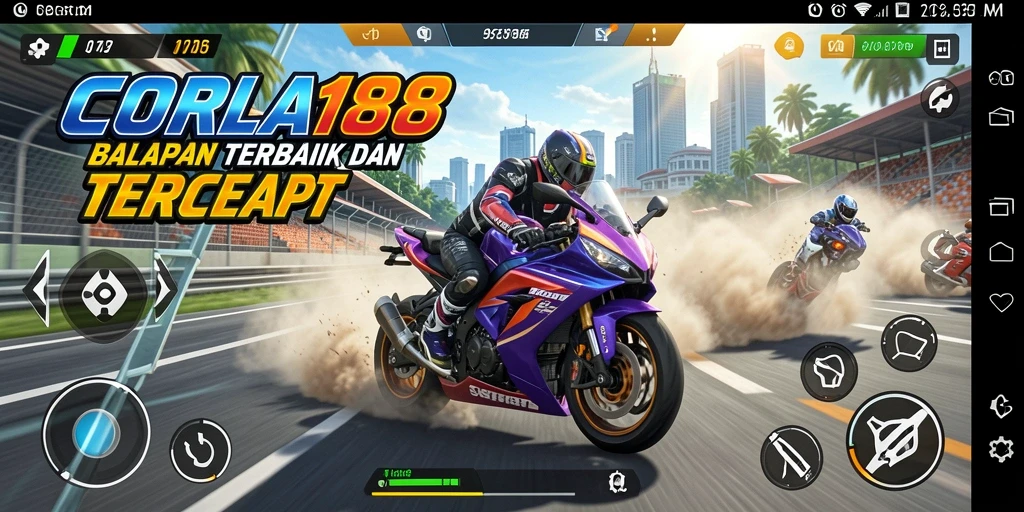 Gameplay menegangkan dalam balapan motor yang cepat dan seru.