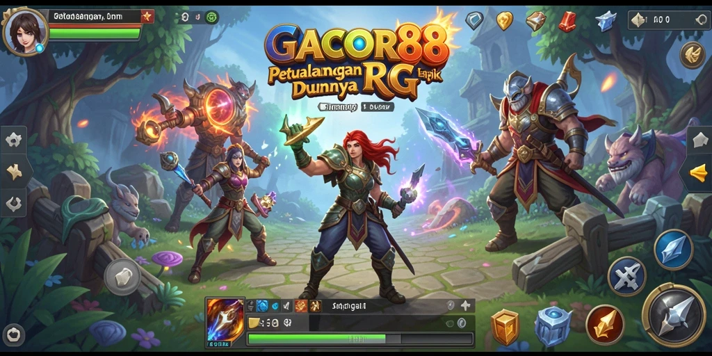 Tampilan gameplay epik di dunia fantastis GACOR88.