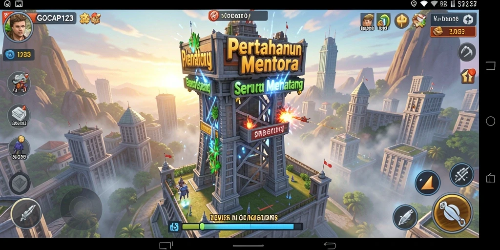Screenshot gameplay GOCAP123 yang menunjukkan aksi menara pertahanan yang mendebarkan.