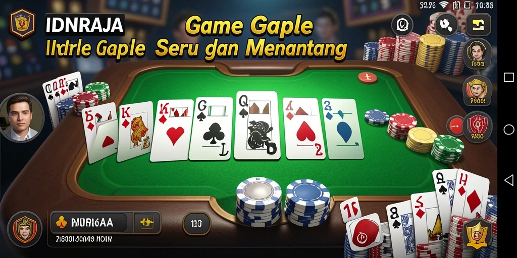 Tampilan gameplay seru di IDNRAJA, bermain Gaple dengan teman.