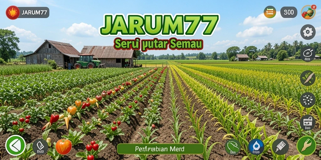 Gameplay JARUM77 yang menampilkan aktivitas bercocok tanam.