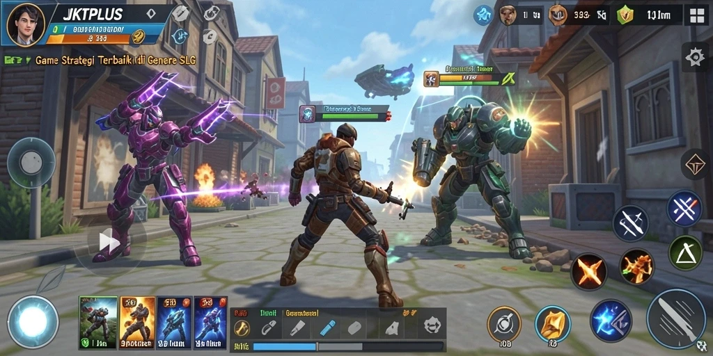 Screenshot utama JKTPLUS menampilkan aksi gameplay strategi menarik.