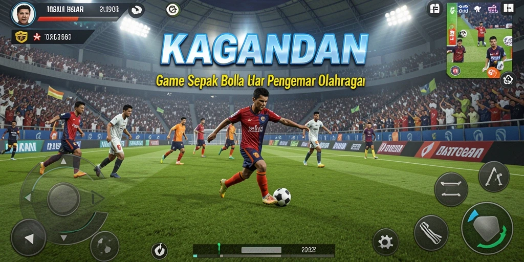 Tampilan gameplay KAGANDAN dengan aksi sepak bola yang seru.