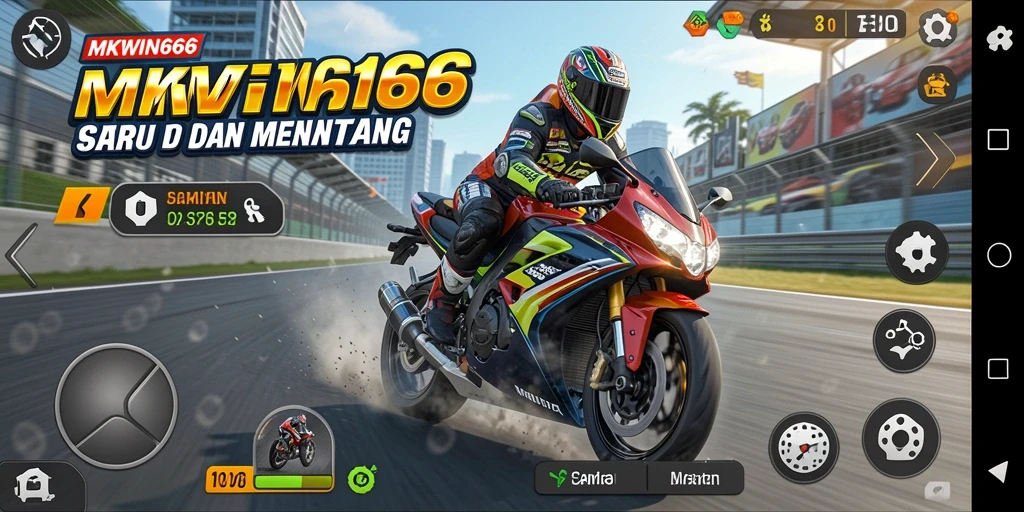 Gameplay MKWIN666 yang mendebarkan dengan balapan motor.