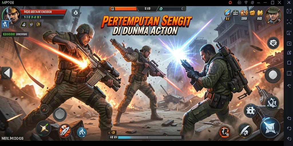 Tampilan seru dari gameplay MPO08 yang menunjukkan pertarungan intens.