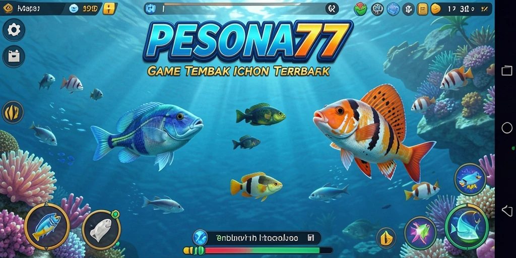 Tampilan gameplay seru dalam PESONA77 saat menembak ikan.