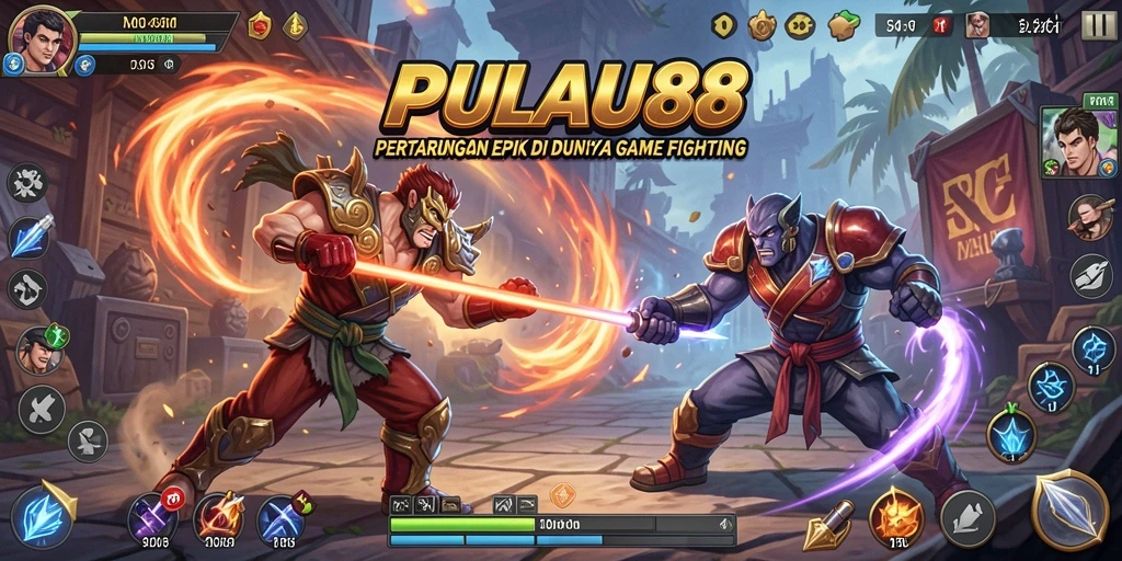 Tampilan gameplay <strong>PULAU88</strong> yang menegangkan saat pertarungan berlangsung.