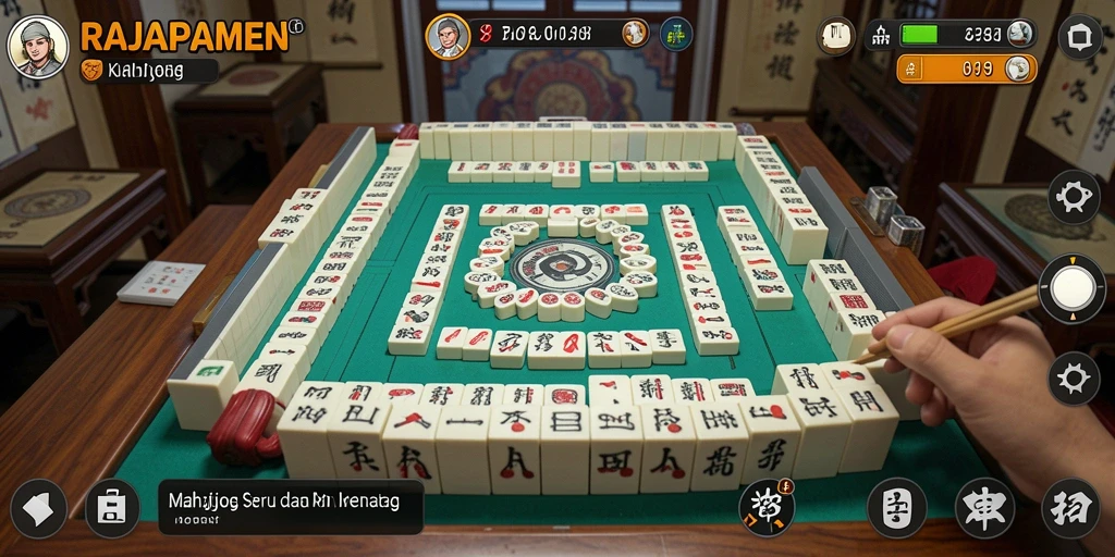 Tangkapan layar utama RAJAPAMEN menampilkan gameplay seru Mahjong.