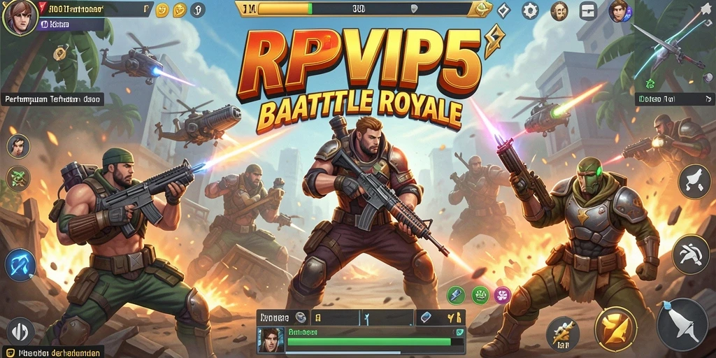 Screenshot gameplay RPVIP5 menampilkan aksi seru dalam pertempuran Battle Royale.