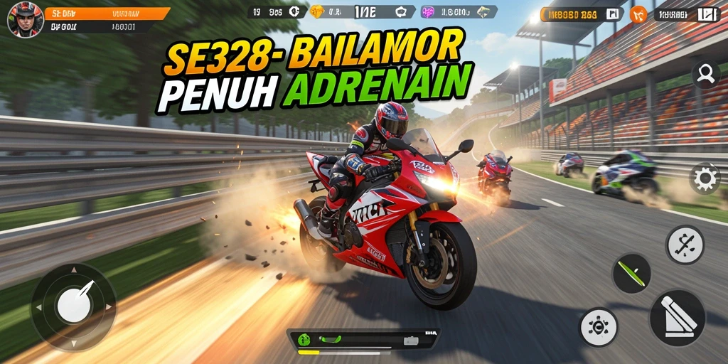 Tampilan gameplay balapan motor yang mendebarkan.