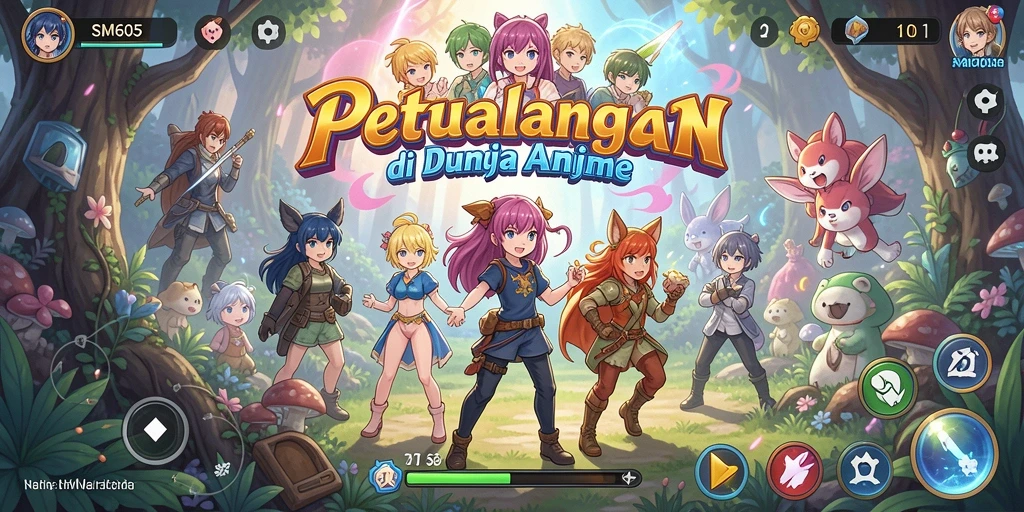Gameplay SM605 yang penuh warna dan seru dengan karakter Anime ikonik.